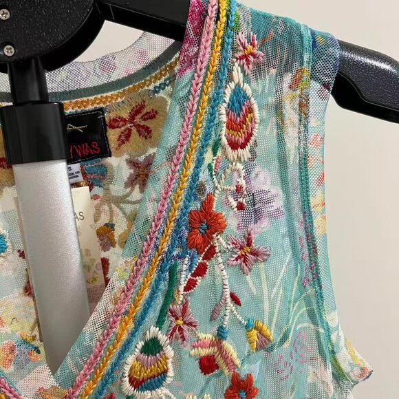 $458 NWT Johnny Was BIYA Forever Flower Floral Mesh Embroidered Maxi Dress S - Picture 5 of 16